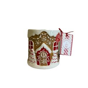 New Peppermint And Pine Neutral Red Gingerbread House Christmas Mug Snowflakes